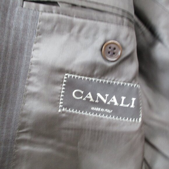 Blazer Jacket Mens Brown Striped Single Breasted Notch Lapel Button Front 52R - Picture 5 of 13